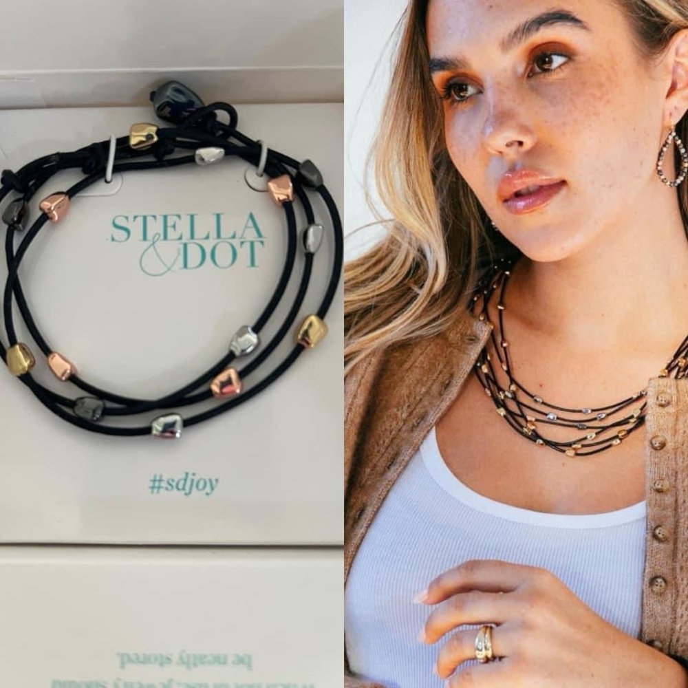Stella & Dot Pave Leather Ulani Warp Bracelet
